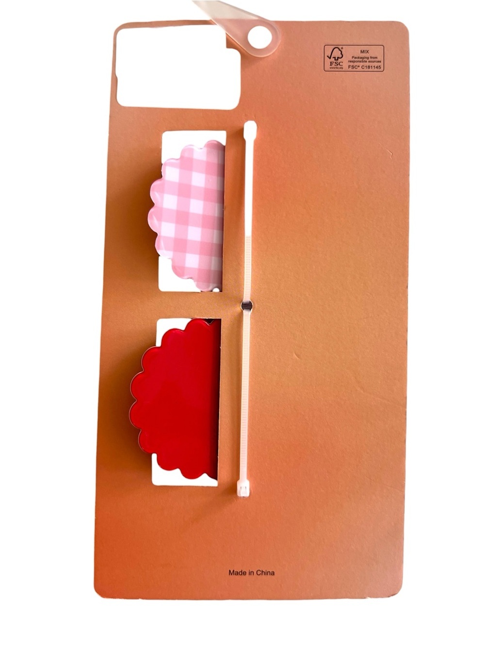 Piper K TikTok Viral Large Flat Lay Solid Red and Gingham Cherry Claw Hair Clips - Picture 3 of 3